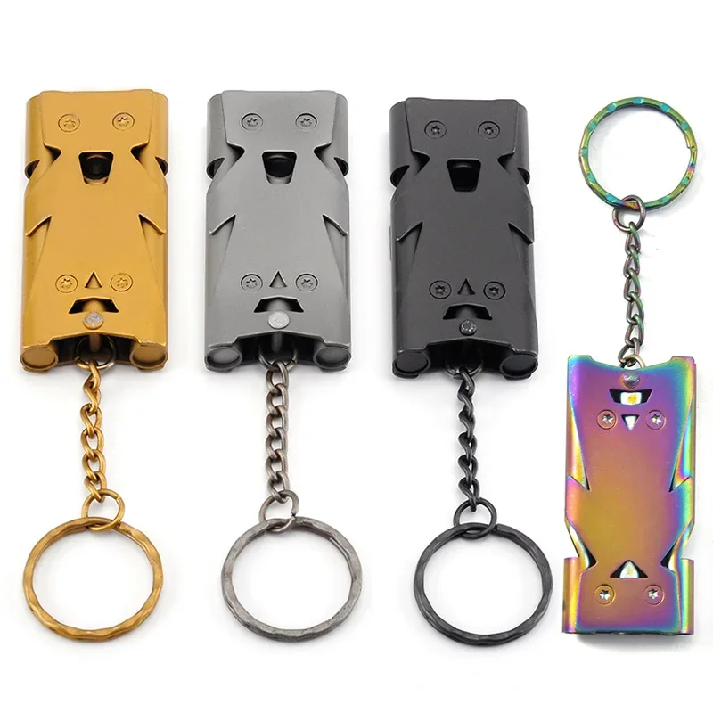 High Decibel Whistle Keychain Stainless Steel Double Pipe Camping Hiking Emergency Survival Whistle Portable Outdoor Tools
High Decibel Whistle Keychain Stainless Steel Double Pipe Camping Hiking Emergency Survival Whistle Portable Outdoor Tools