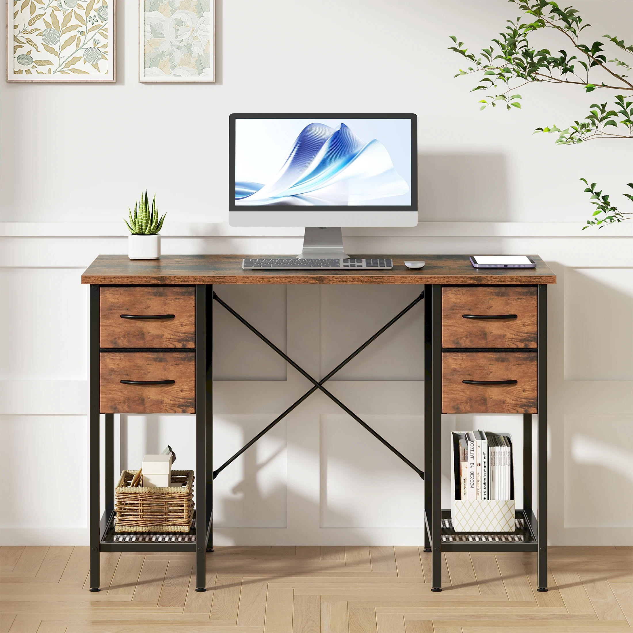 JHK 47IN Computer Desk with 4 Drawers Home Office Table with Mesh Shelf for Work Writing Gaming Storage Furniture for Bedroom
JHK 47IN Computer Desk with 4 Drawers Home Office Table with Mesh Shelf for Work Writing Gaming Storage Furniture for Bedroom