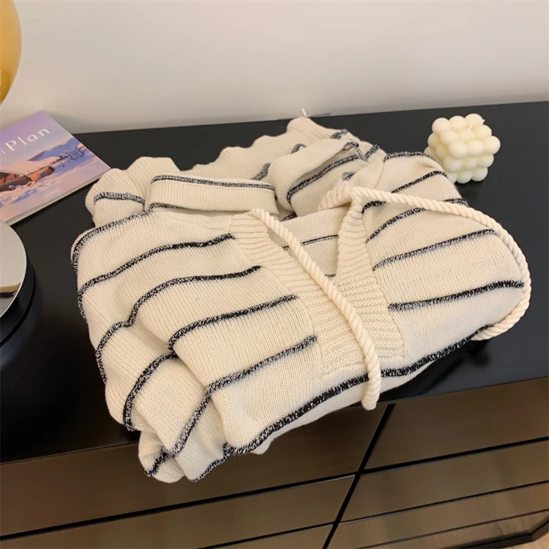 Женские толстовки в полоску, пуловер, свитер с длинными рукавами, Harajuku, винтажный кашемировый японский свитер 2000-х годов, одежда 202, осень-зима
Женские толстовки в полоску, пуловер, свитер с длинными рукавами, Harajuku, винтажный кашемировый японский свитер 2000-х годов, одежда 202, осень-зима