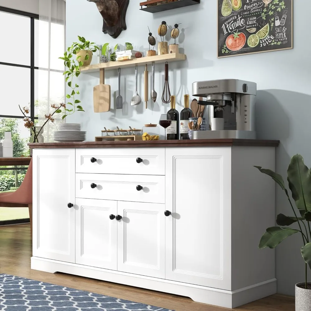 Sideboard Buffet Cabinet with Storage, 60" Large Kitchen Buffet Storage Cabinet with 2 Drawers & 4 Doors, Modern Farmhouse Wood
Sideboard Buffet Cabinet with Storage, 60" Large Kitchen Buffet Storage Cabinet with 2 Drawers & 4 Doors, Modern Farmhouse Wood
