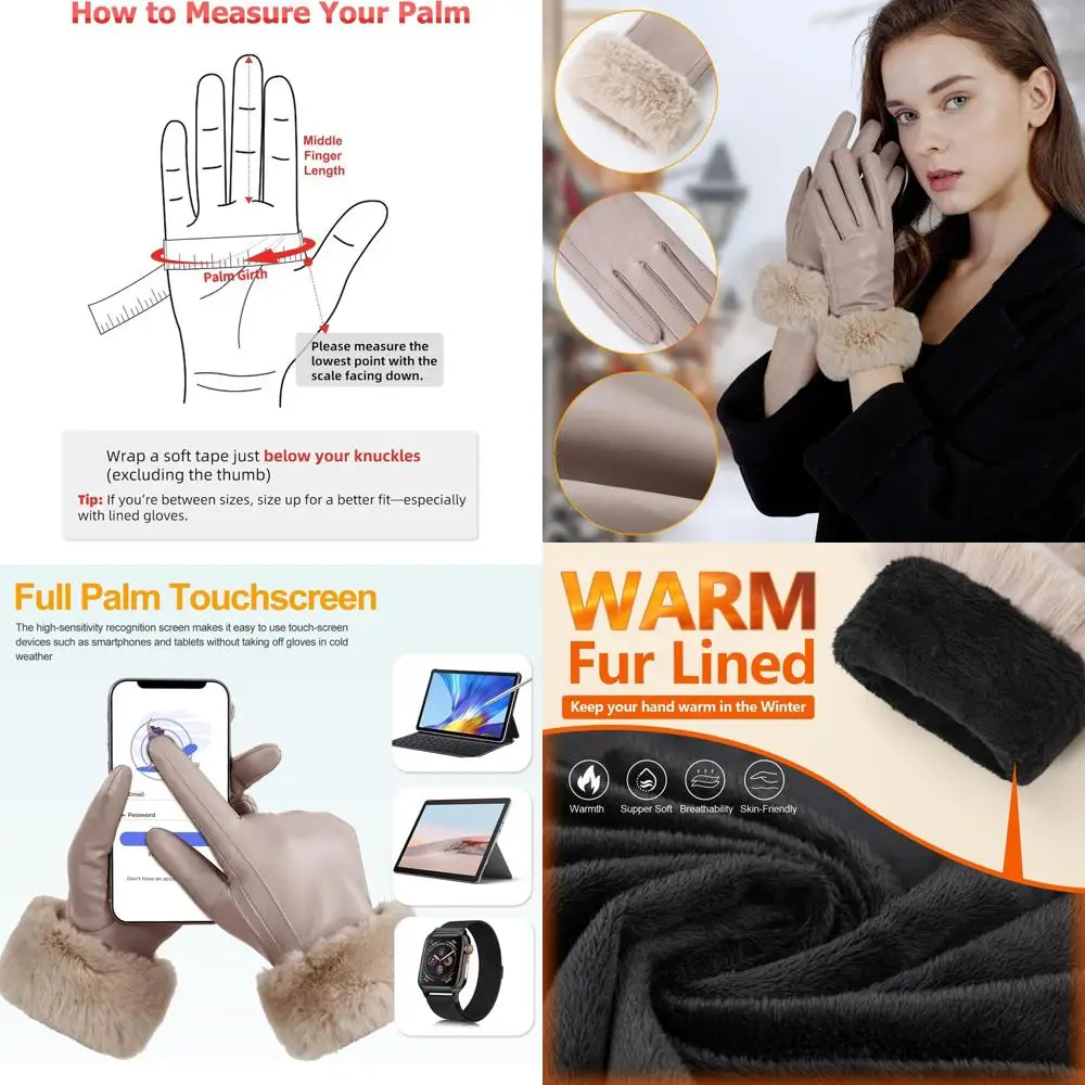 Women's Rabbit Fur Cuff Leather Gloves with Touchscreen for Multicolor Winter Driving
Women's Rabbit Fur Cuff Leather Gloves with Touchscreen for Multicolor Winter Driving