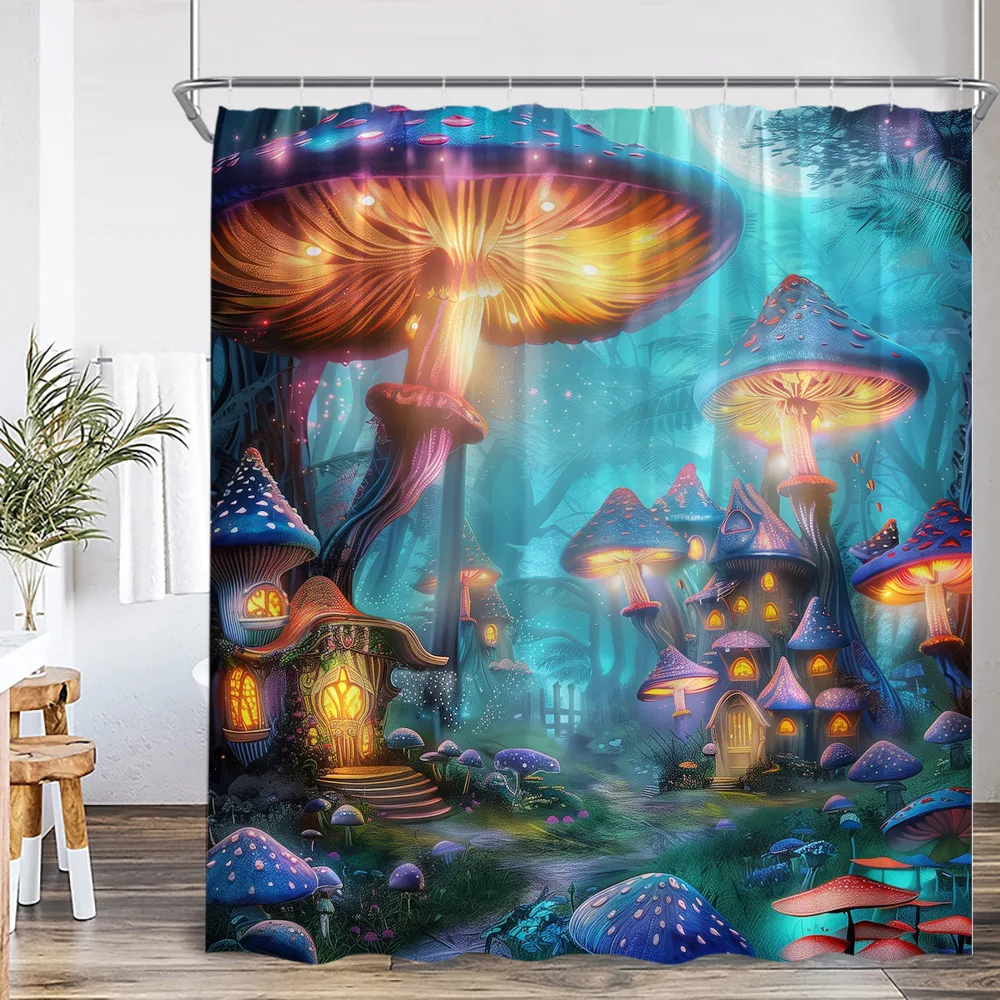 Fantasy Mushroom Forest Shower Curtain Cartoon Tree House Night Landscape Children Bath Curtains Polyester Fabric Bathroom Decor
Fantasy Mushroom Forest Shower Curtain Cartoon Tree House Night Landscape Children Bath Curtains Polyester Fabric Bathroom Decor