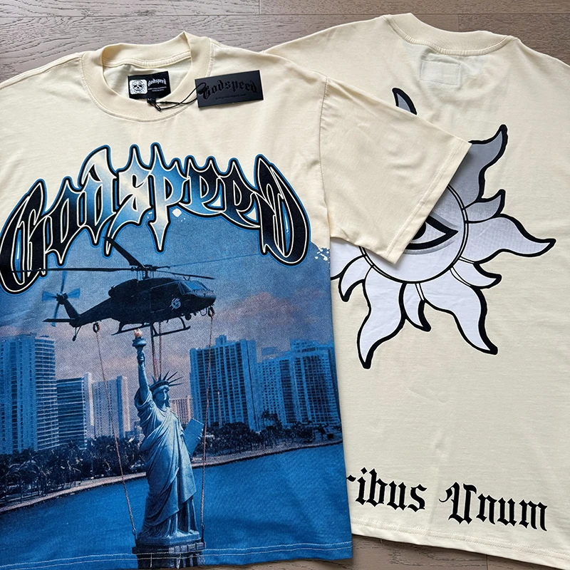Hip Hop 2025 New GOD SPEED Lifts Statue of Liberty Cotton T-shirt Men Women Top Quality Godspeed Short Sleeve Cotton Tee
Hip Hop 2025 New GOD SPEED Lifts Statue of Liberty Cotton T-shirt Men Women Top Quality Godspeed Short Sleeve Cotton Tee