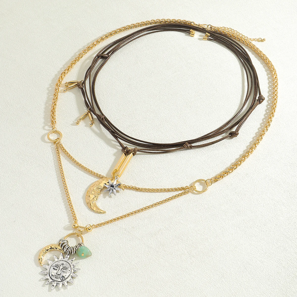 ZAA Pack Of 2 Sun And Moon Charm Necklaces For Women,14K-Gold Plated Alloy Greek Statement Jewelry, Summer Exquisite Accessories 
ZAA Pack Of 2 Sun And Moon Charm Necklaces For Women,14K-Gold Plated Alloy Greek Statement Jewelry, Summer Exquisite Accessories