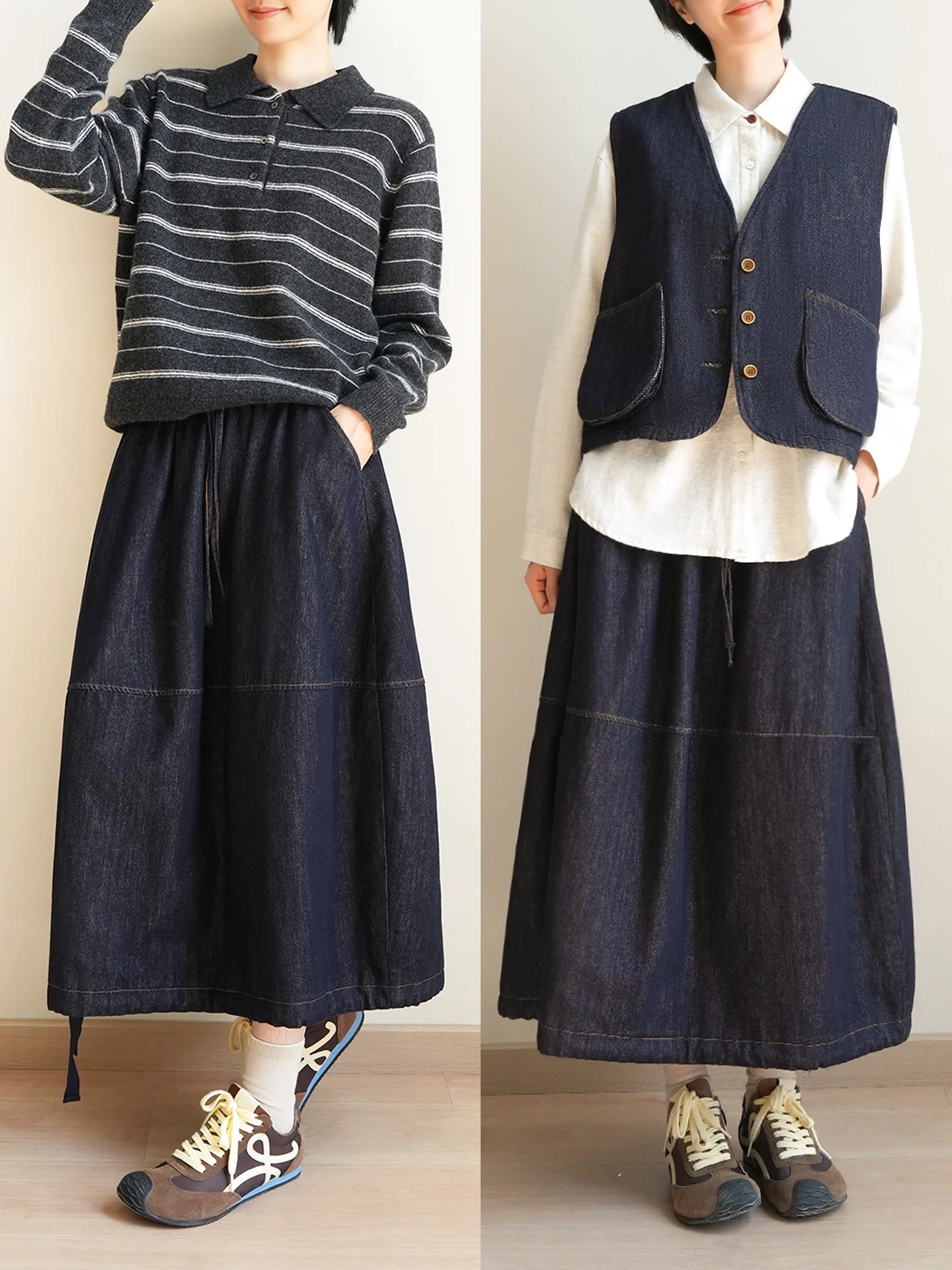 Thiened Cotton Denim Skirt Elastic Waist Midi Skirt Warm Cotton Filled Flower Bud Skirt Casual Sle A-Line Skirt
Thiened Cotton Denim Skirt Elastic Waist Midi Skirt Warm Cotton Filled Flower Bud Skirt Casual Sle A-Line Skirt