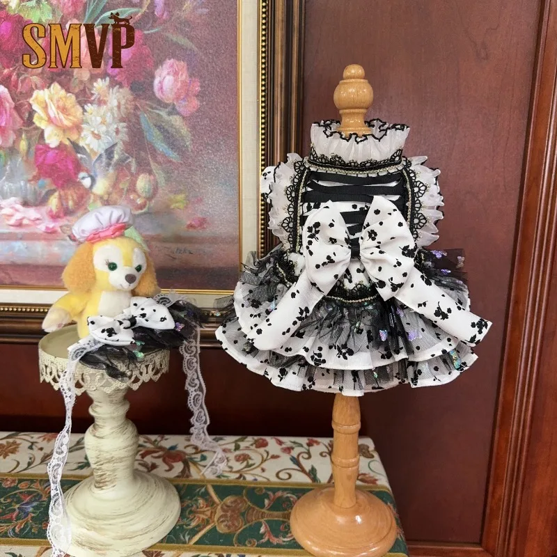 Black and White Polka Dot Pet Lolita Dress Princess Style with Lace Bow Includes Matching Headwear for Small Pets Clothes
Black and White Polka Dot Pet Lolita Dress Princess Style with Lace Bow Includes Matching Headwear for Small Pets Clothes