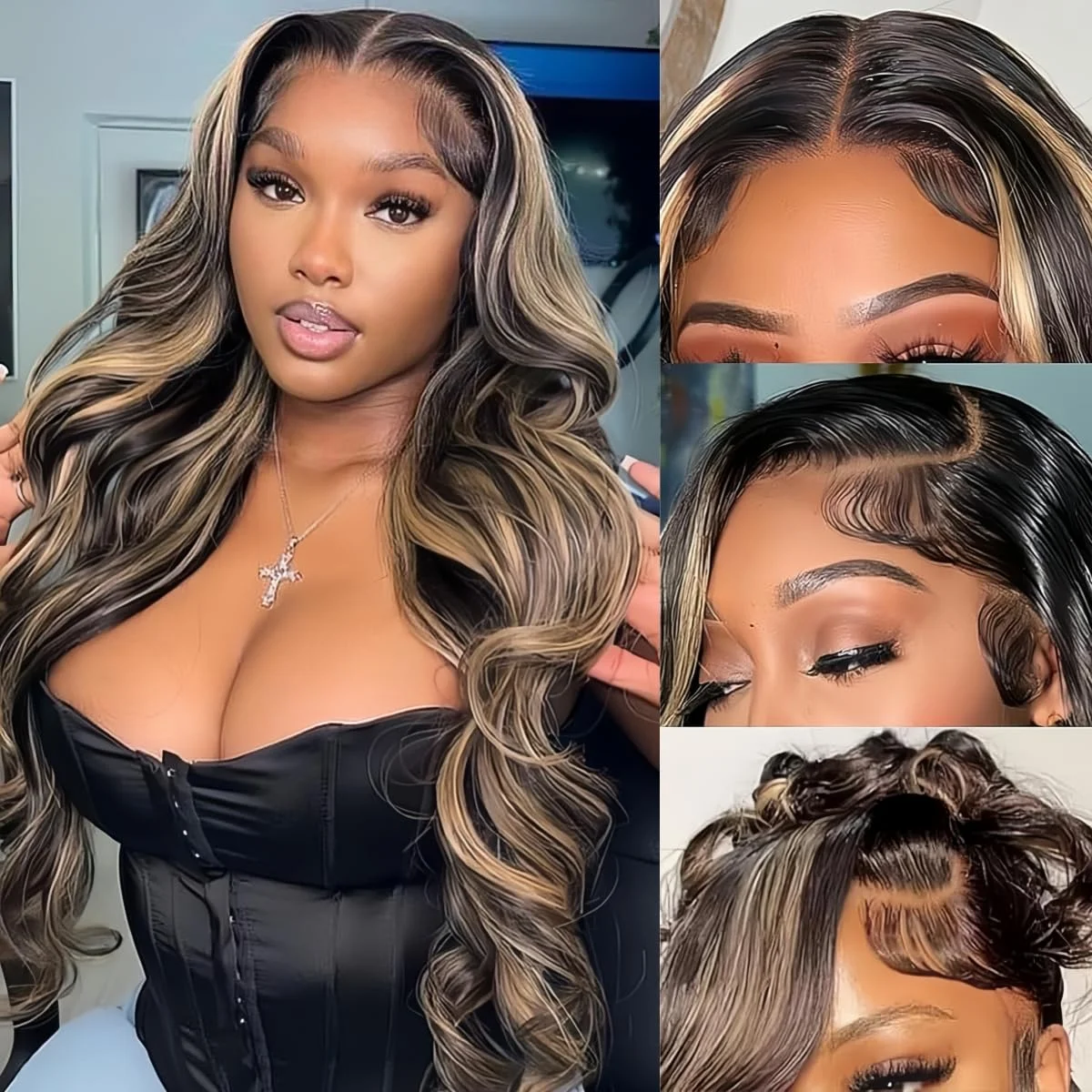 1B/27 Highlight Body Wave 13x4 Lace Front Wig Human Hair Pre Plucked 13X6 HD Full Lace Frontal Wigs Bleached Knots For Women
1B/27 Highlight Body Wave 13x4 Lace Front Wig Human Hair Pre Plucked 13X6 HD Full Lace Frontal Wigs Bleached Knots For Women