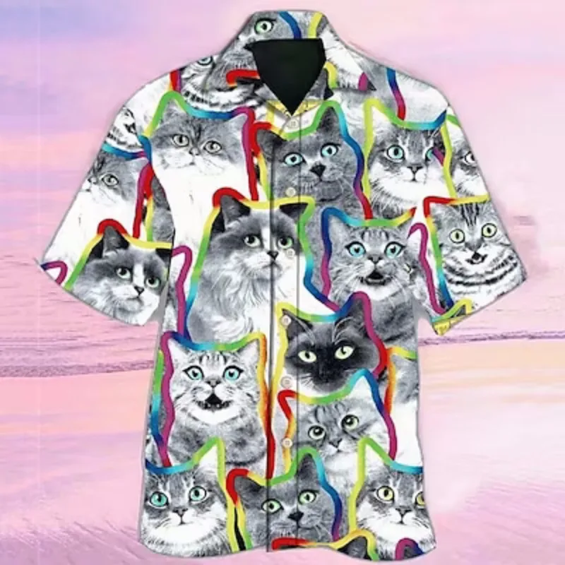 Summer men's shirt Animal Cat print lapel Casual fashion street wear designer hawaiian Shirts
Summer men's shirt Animal Cat print lapel Casual fashion street wear designer hawaiian Shirts