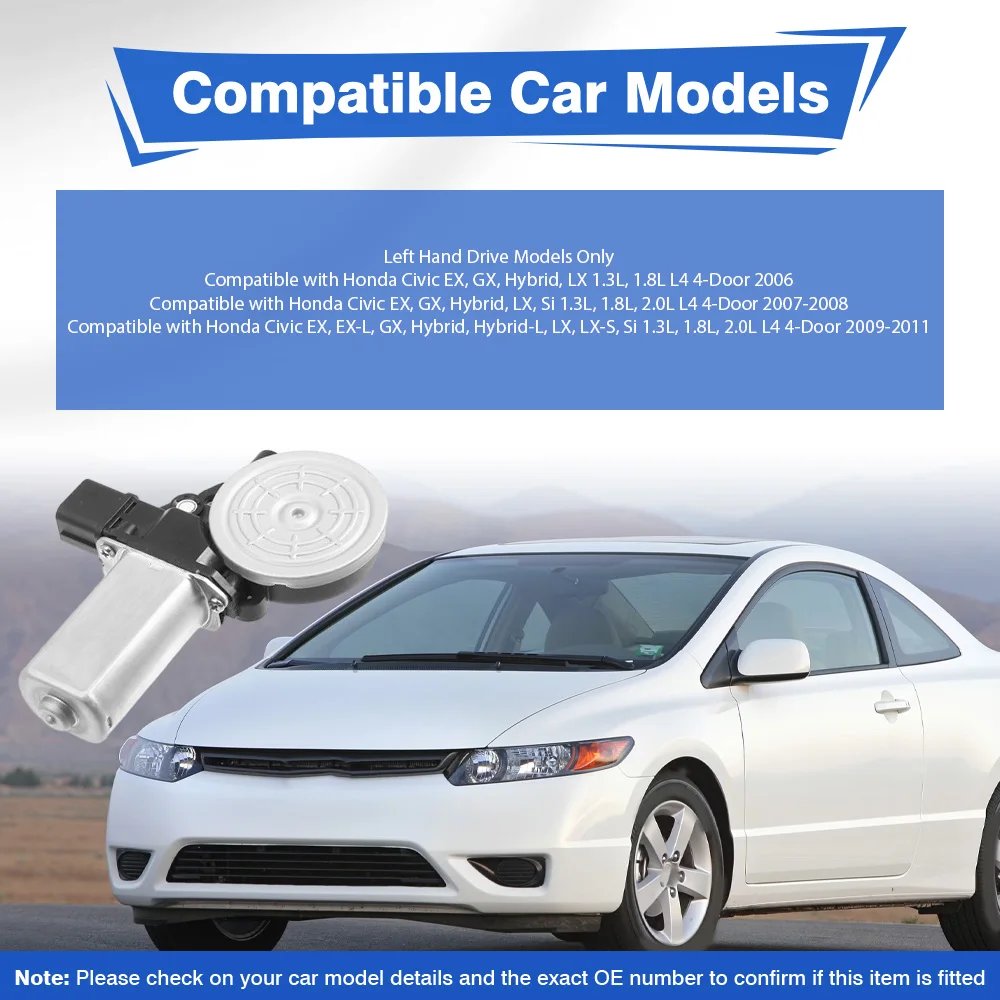 For Honda Civic 8th 2006-2011 Front Left Electric Power Window Lift Motor 6 Pins 72250-SNA-A01, 72250-SNA-A03, 72250-SNA-A02
For Honda Civic 8th 2006-2011 Front Left Electric Power Window Lift Motor 6 Pins 72250-SNA-A01, 72250-SNA-A03, 72250-SNA-A02