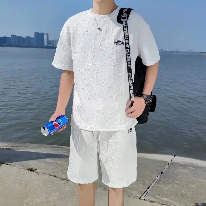 Men's Sets 2025 Summer Trend Casual Thickened Short-sleeved Tees + Shorts Sport set Hip-Hop Vintage Oversized Comfortable Suit
Men's Sets 2025 Summer Trend Casual Thickened Short-sleeved Tees + Shorts Sport set Hip-Hop Vintage Oversized Comfortable Suit