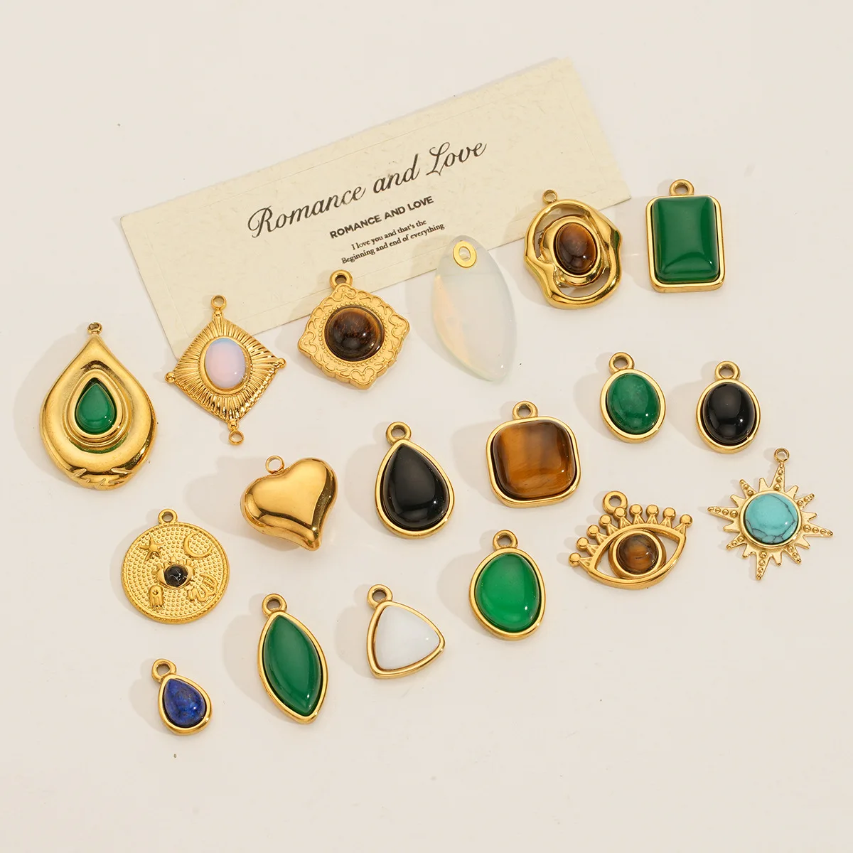 Multi-Style 18K Gold Plated Gemstone Charms, Stainless Steel Pendants with Natural Stones for DIY Jewelry
Multi-Style 18K Gold Plated Gemstone Charms, Stainless Steel Pendants with Natural Stones for DIY Jewelry