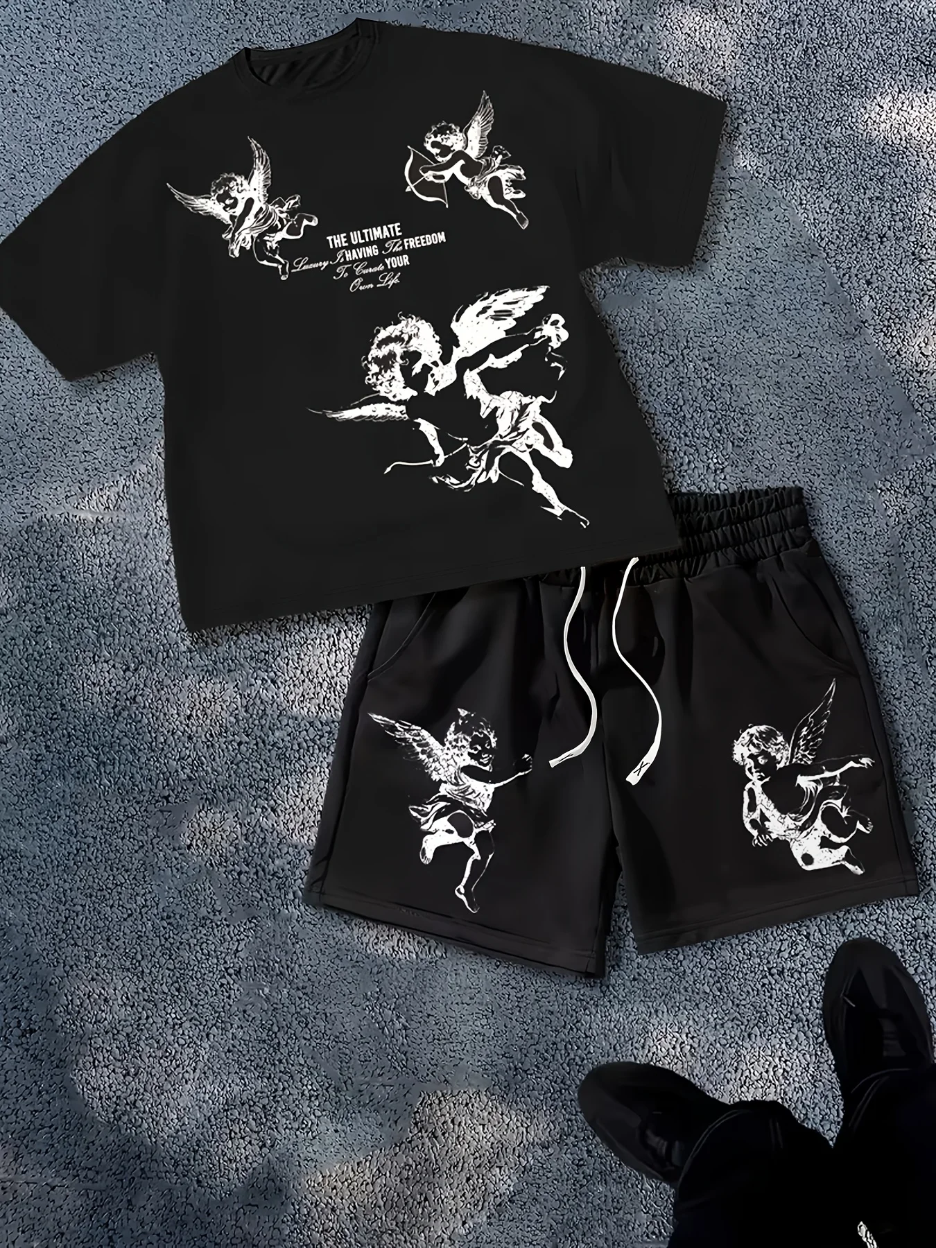 2026 Summer American Men's T-shirt Set for Outdoor Sports Fashion Casual Soft Breathable with 3D Angel Pattern Print
2026 Summer American Men's T-shirt Set for Outdoor Sports Fashion Casual Soft Breathable with 3D Angel Pattern Print