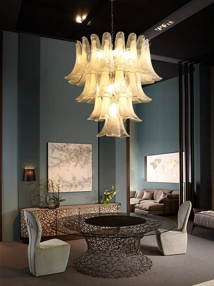 Cloudy White Glass Flower Petal Vintage Chandelier Italy Design Lighting Fixture LED Remote Dimmable Available Living Room Deco
Cloudy White Glass Flower Petal Vintage Chandelier Italy Design Lighting Fixture LED Remote Dimmable Available Living Room Deco