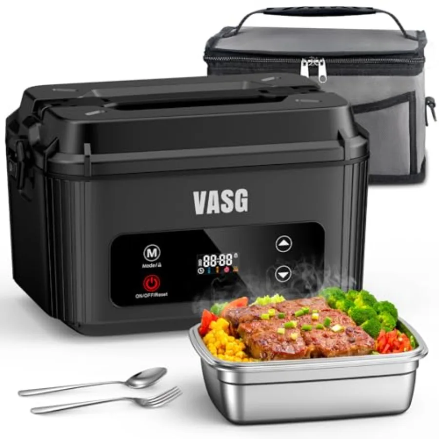 Cordless heated lunch box for office car use, stainless steel, black, 360 surround rapid heating with 12000mAh battery and LCD
Cordless heated lunch box for office car use, stainless steel, black, 360 surround rapid heating with 12000mAh battery and LCD