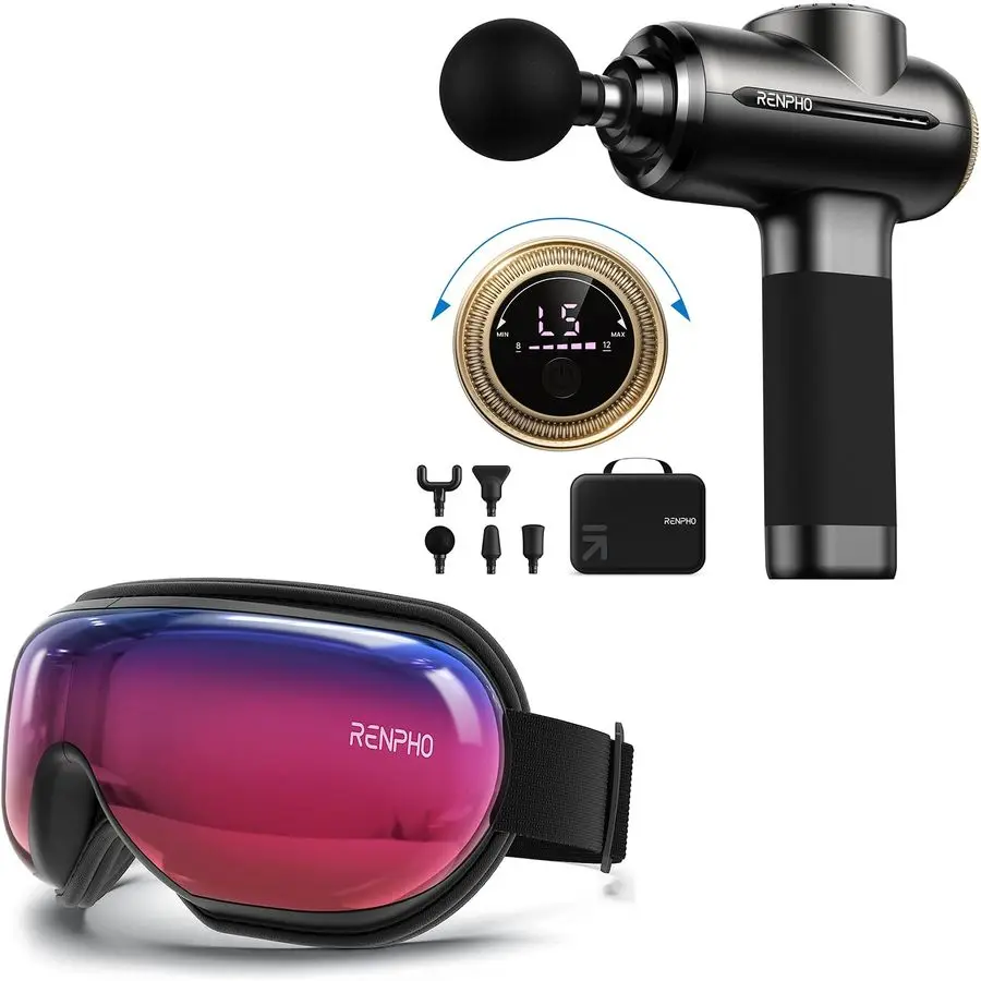 Massage Gun with 812mm Adjustable Amplitude, Eyeris 1, Eye Massager with Heat, Sleep Eye Mask with Bluetooth Music, Face Massage
Massage Gun with 812mm Adjustable Amplitude, Eyeris 1, Eye Massager with Heat, Sleep Eye Mask with Bluetooth Music, Face Massage