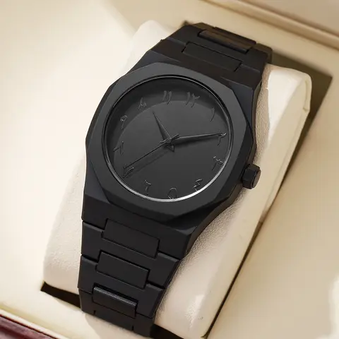 Modern Minimalist Personality Creative All-black Men's Watch Arabic Digital Sports Leisure Quartz Watch Unique Design Watch