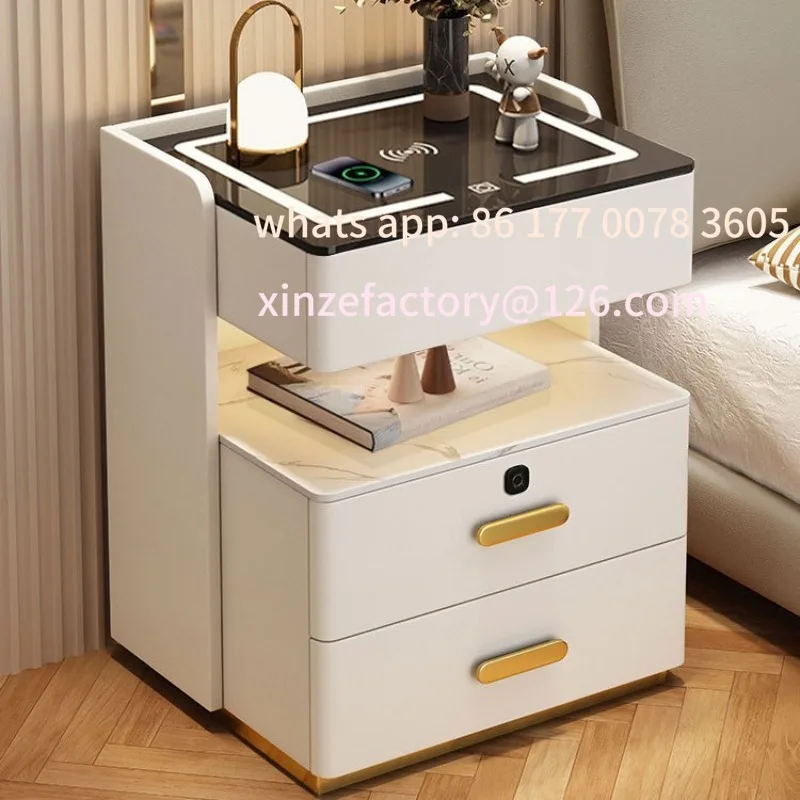 Customizable solidwood smart bedside table,simple and modern installation-free multi-functional rock slab charging bedside table
Customizable solidwood smart bedside table,simple and modern installation-free multi-functional rock slab charging bedside table