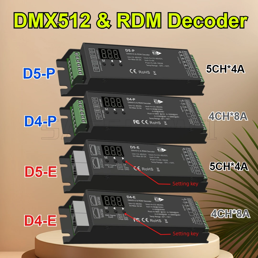 4CH*8A D4-P/5CH*4A D5-P 12-48VDC CV DMX512 и RDM декодер 4/5-канальный контроллер постоянного напряжения цифровой дисплей для RGB RGB +CCT
4CH*8A D4-P/5CH*4A D5-P 12-48VDC CV DMX512 и RDM декодер 4/5-канальный контроллер постоянного напряжения цифровой дисплей для RGB RGB +CCT