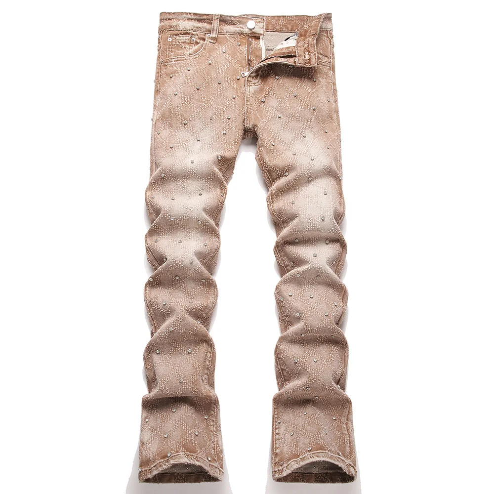 Men's Crystal Rhinestone Stretch Boot Cut Denim Jeans Punk Rivet Slim Flared Trousers Fashion Stretchy Pants
Men's Crystal Rhinestone Stretch Boot Cut Denim Jeans Punk Rivet Slim Flared Trousers Fashion Stretchy Pants