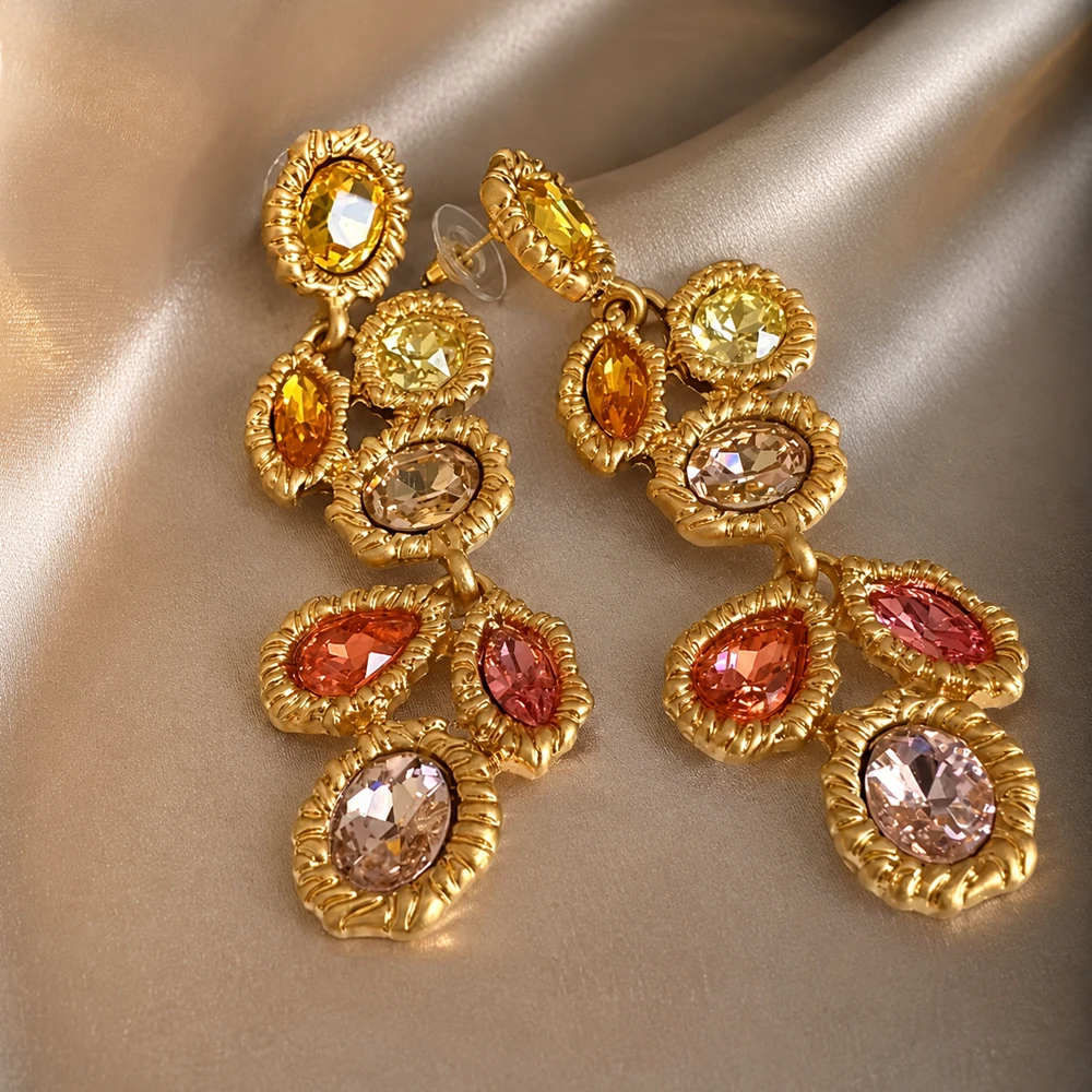 Fashion Jewelry Vintage Long Warm-Tone Multicolor Crystal Drop Earrings for Women, Statement Shoulder Duster Stud Earrings
Fashion Jewelry Vintage Long Warm-Tone Multicolor Crystal Drop Earrings for Women, Statement Shoulder Duster Stud Earrings