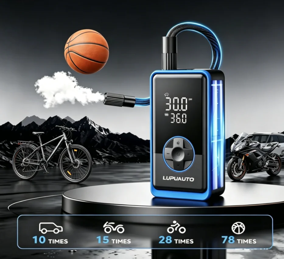 Portable Car Air Pump 150PSI Cordless Tire Inflator Portable Wireless Air Compressor Digital Display Auto Shut Off USB Output Air Pump for Vehicle motorcycle Bike Ball
Portable Car Air Pump 150PSI Cordless Tire Inflator Portable Wireless Air Compressor Digital Display Auto Shut Off USB Output Air Pump for Vehicle motorcycle Bike Ball