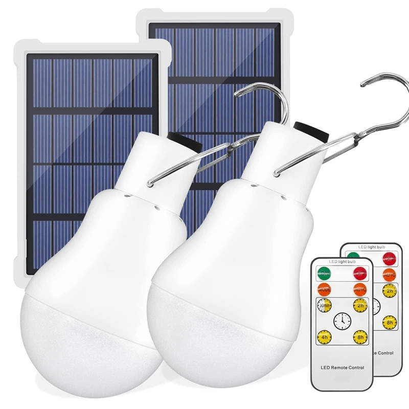 Portable Solar Light Bulbs With Remote Timer Fit For Shed Hiking Camping Tent 2 Set
Portable Solar Light Bulbs With Remote Timer Fit For Shed Hiking Camping Tent 2 Set