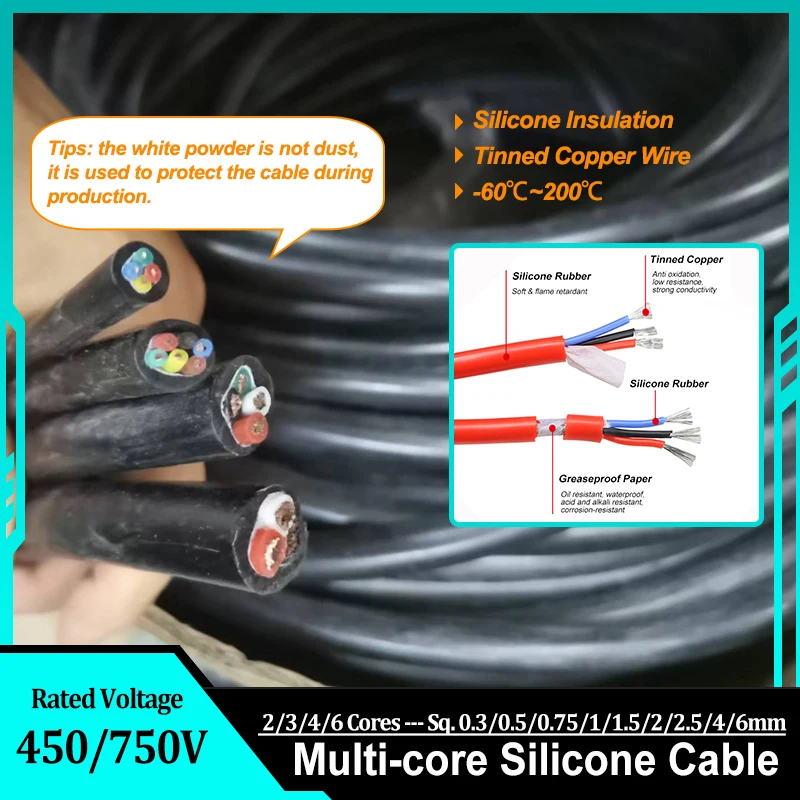 1~5m Multi Core Silicone Wire Red Black 2/3/4/6 Cores Sq.6.0mm- Sq.0.3mm High Temperature Resistant Rubber Tinned Copper Cable
1~5m Multi Core Silicone Wire Red Black 2/3/4/6 Cores Sq.6.0mm- Sq.0.3mm High Temperature Resistant Rubber Tinned Copper Cable
