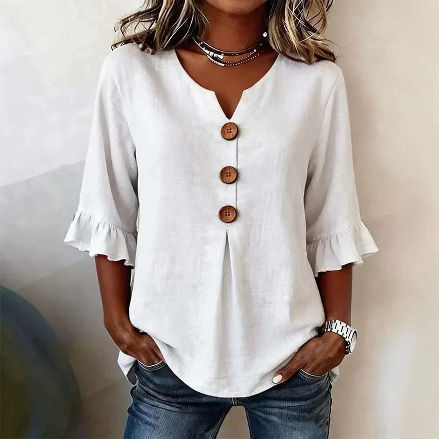 Summer Women's Short Sleeved Shirt Button Up Top For Women Short Sleeve Shirts Gömlekler Womens Blouse
Summer Women's Short Sleeved Shirt Button Up Top For Women Short Sleeve Shirts Gömlekler Womens Blouse