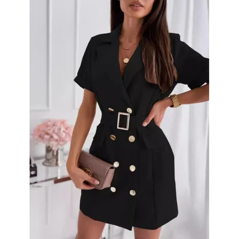 2024 Women's New Fashion Commuting Waist Double-breasted Short-sleeved Suit Collar Dress Vestidos De Mujer
2024 Women's New Fashion Commuting Waist Double-breasted Short-sleeved Suit Collar Dress Vestidos De Mujer