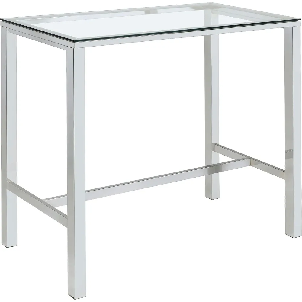 Tolbert - Glass & Metal - 47-Inch Rectangular Bar Table with Tempered Glass Top and Chrome Legs
Tolbert - Glass & Metal - 47-Inch Rectangular Bar Table with Tempered Glass Top and Chrome Legs