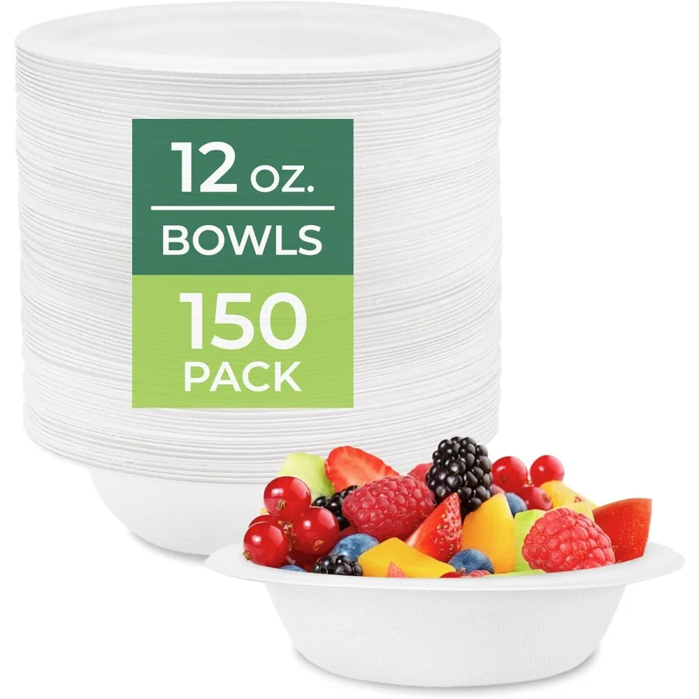 Paper Bowls - Disposable 12 oz. Soup Bowl, 150-Pack Biodegradable Sugarcane Fiber Serving Bowls - Heavy Duty Bagasse for Hot Food Plates - Microwave & Freezer Safe, Stackable Dinnerware
Paper Bowls - Disposable 12 oz. Soup Bowl, 150-Pack Biodegradable Sugarcane Fiber Serving Bowls - Heavy Duty Bagasse for Hot Food Plates - Microwave & Freezer Safe, Stackable Dinnerware