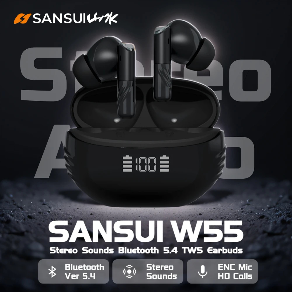 Sansui W55 Bluetooth 5.4 TWS Earbuds Hifi Stereo Ture Wireless Earphone IPX4 Waterproof Sports Bluetooth Headphone ENC HD Calls
Sansui W55 Bluetooth 5.4 TWS Earbuds Hifi Stereo Ture Wireless Earphone IPX4 Waterproof Sports Bluetooth Headphone ENC HD Calls