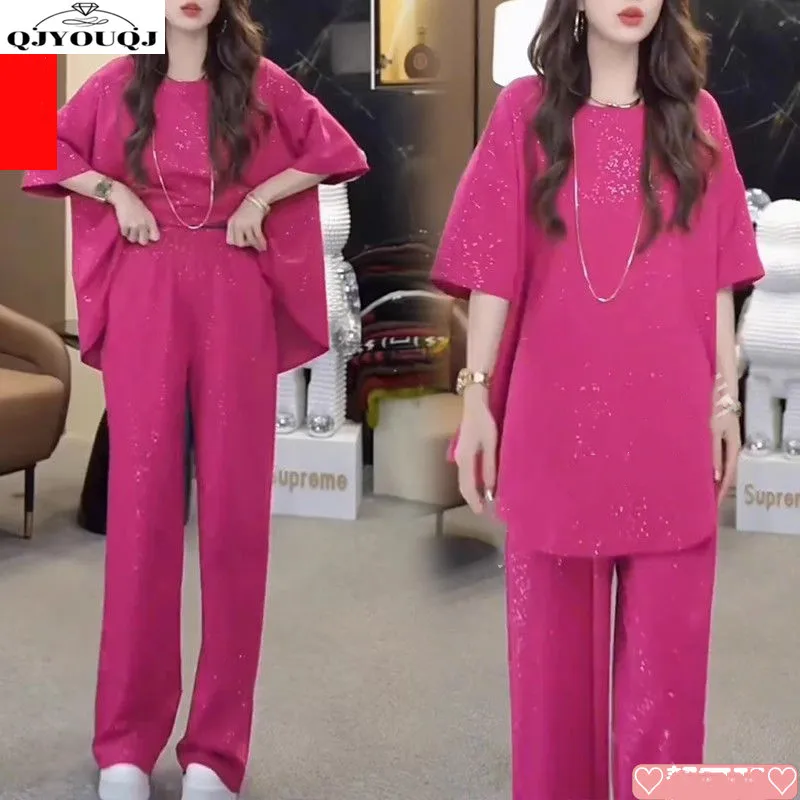 2025 summer new Korean style women's loose short sleeved top+wide leg pants casual two-piece set
2025 summer new Korean style women's loose short sleeved top+wide leg pants casual two-piece set