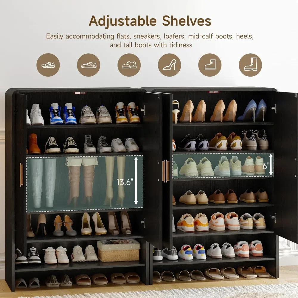 6-tier Shoe Cabinet, 45-inch Large Farmhouse-style Shoe Cabinet, Modern Wooden Shoe Cabinet with Doors and Shelves.
6-tier Shoe Cabinet, 45-inch Large Farmhouse-style Shoe Cabinet, Modern Wooden Shoe Cabinet with Doors and Shelves.