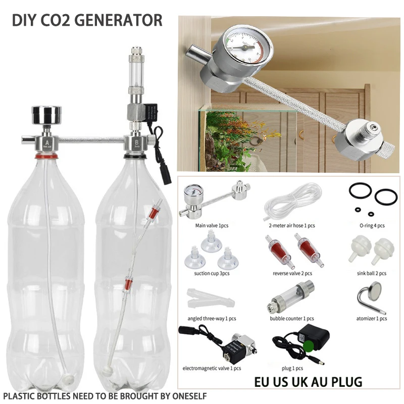 Aquarium DIY CO2 generator system kit CO2 generator, bubble counter diffuser with solenoid valve,For / Aquatic plant growth
Aquarium DIY CO2 generator system kit CO2 generator, bubble counter diffuser with solenoid valve,For / Aquatic plant growth