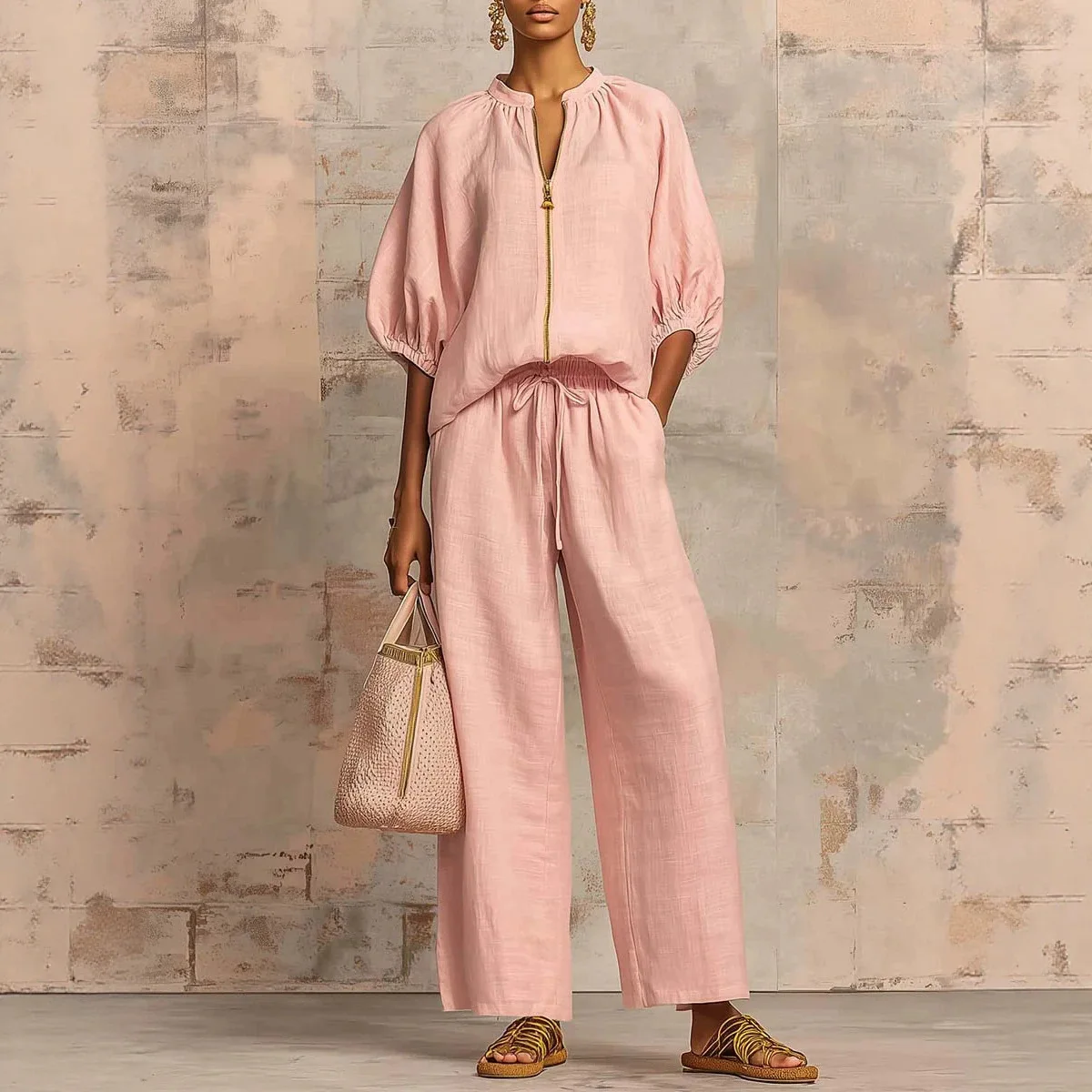 Summer 2026 Women's Loose Fit Color Zipper round Neck Wide Leg Pants Set Casual Comfortable Korean Style Spring Autumn ...
Summer 2026 Women's Loose Fit Color Zipper round Neck Wide Leg Pants Set Casual Comfortable Korean Style Spring Autumn ...