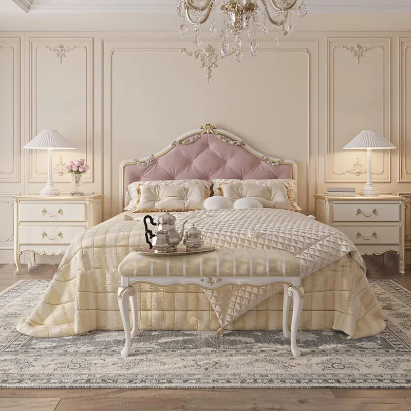 French light luxury court style princess bed solid wood carving flower master bedroom modern
French light luxury court style princess bed solid wood carving flower master bedroom modern
