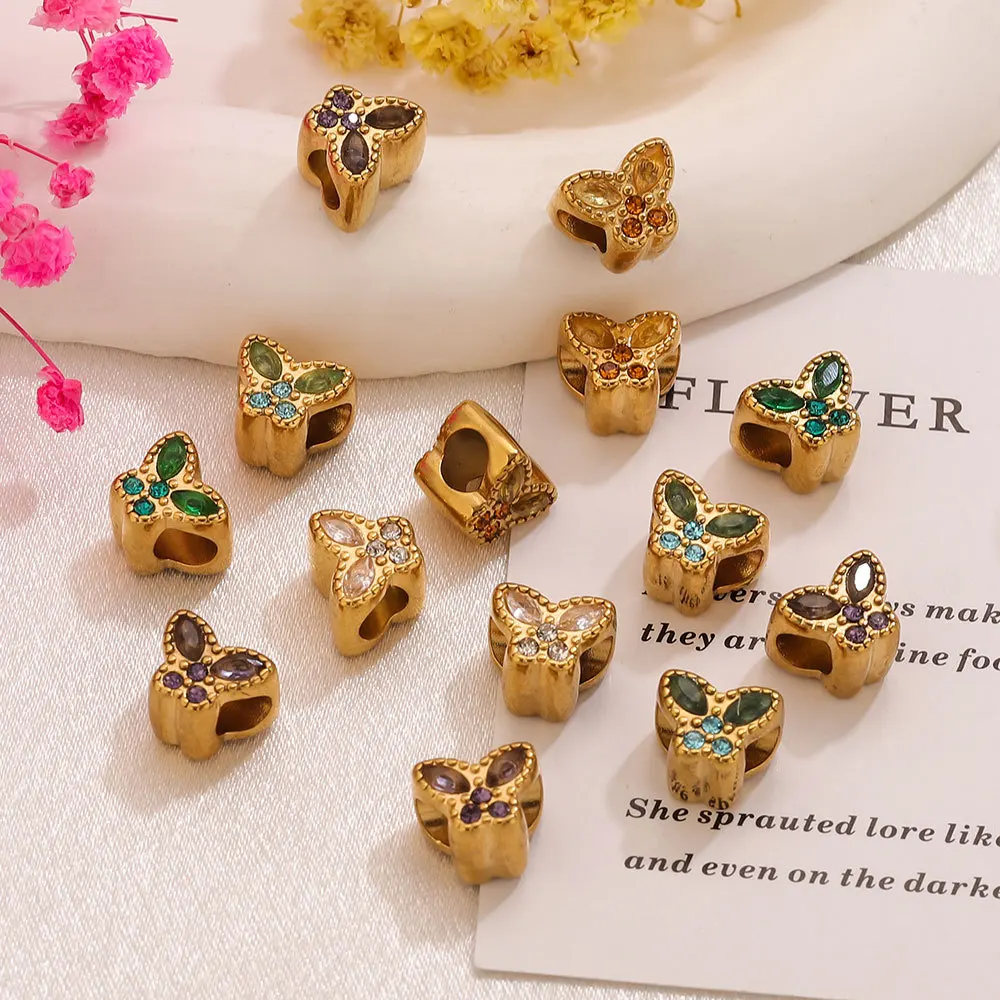 5 шт. бусин из нержавеющей стали с 18-каратным золотым покрытием, разноцветные, в форме бабочки, с цирконием, для ожерелий, браслетов, аксессуары для изготовления ювелирных изделий своими руками
5 шт. бусин из нержавеющей стали с 18-каратным золотым покрытием, разноцветные, в форме бабочки, с цирконием, для ожерелий, браслетов, аксессуары для изготовления ювелирных изделий своими руками