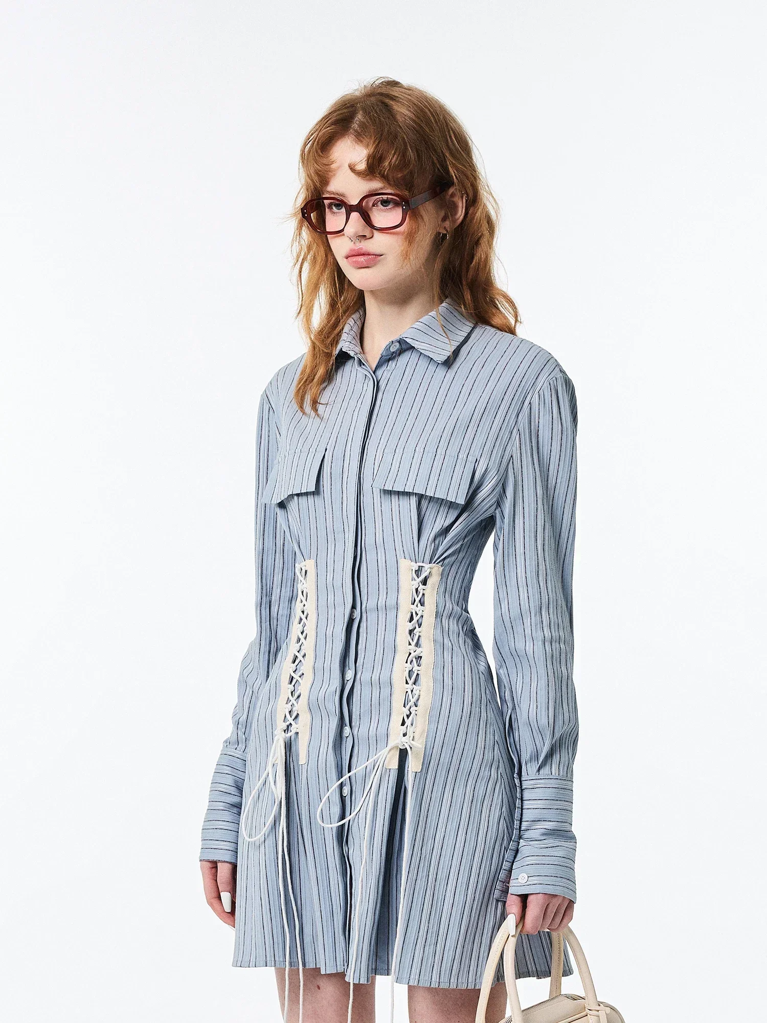 Vintage Stripe Sweet Style Drawstring Design Lapel Dress A- line Slimming Waist-Tight Sexy Dress
Vintage Stripe Sweet Style Drawstring Design Lapel Dress A- line Slimming Waist-Tight Sexy Dress