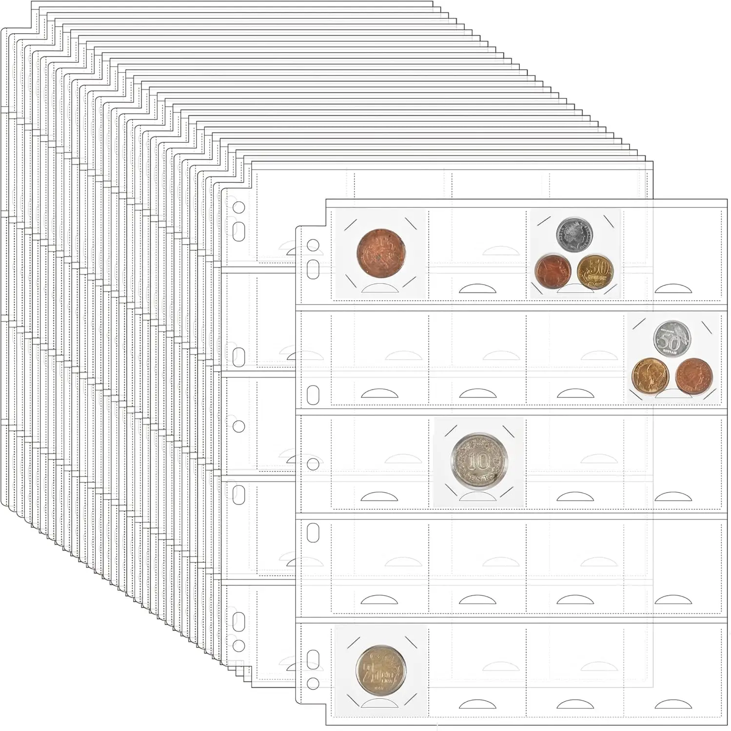 30 Sheets 2x2 Coin Binder Pages, 600 Pockets for 3-Ring & 4-Ring Albums
30 Sheets 2x2 Coin Binder Pages, 600 Pockets for 3-Ring & 4-Ring Albums