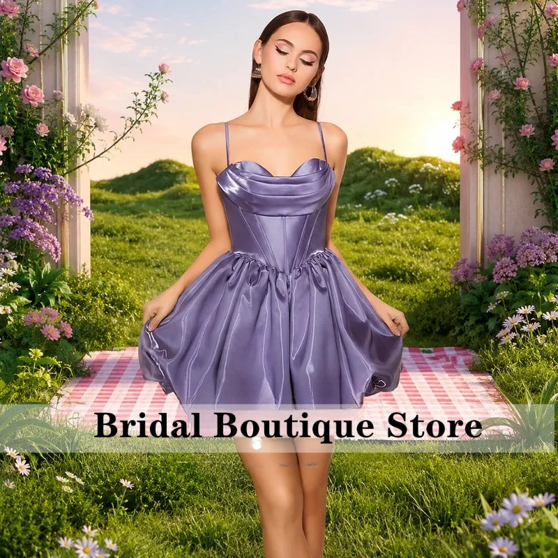 Sexy Spaghetti Straps Satin Homecoming Dresses Elegant Sweetheart Short Prom Party Gowns Graduation Mini Bubble Dress Customized
Sexy Spaghetti Straps Satin Homecoming Dresses Elegant Sweetheart Short Prom Party Gowns Graduation Mini Bubble Dress Customized