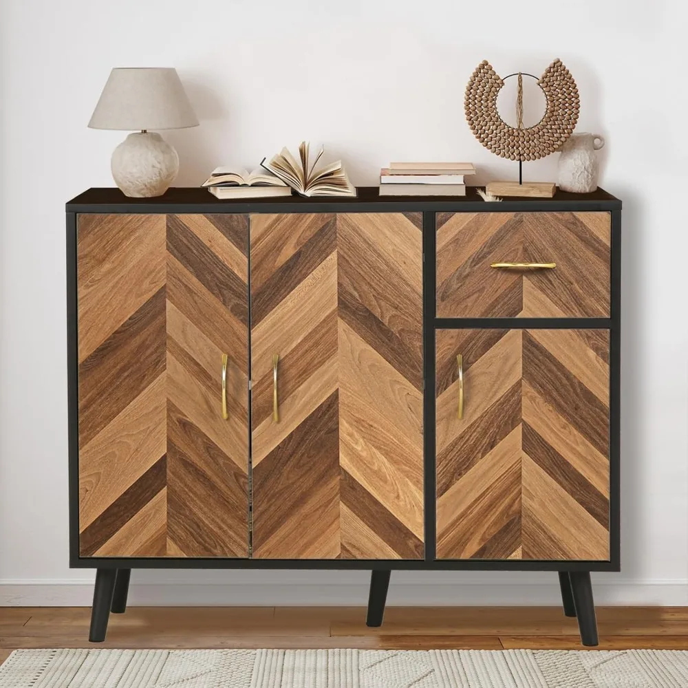 Sideboard Buffet Cabinet with Storage & 3 Doors, 35" Long Mid-Century Modern Sideboard with Drawer, Hallway Credenza Storage Ca
Sideboard Buffet Cabinet with Storage & 3 Doors, 35" Long Mid-Century Modern Sideboard with Drawer, Hallway Credenza Storage Ca