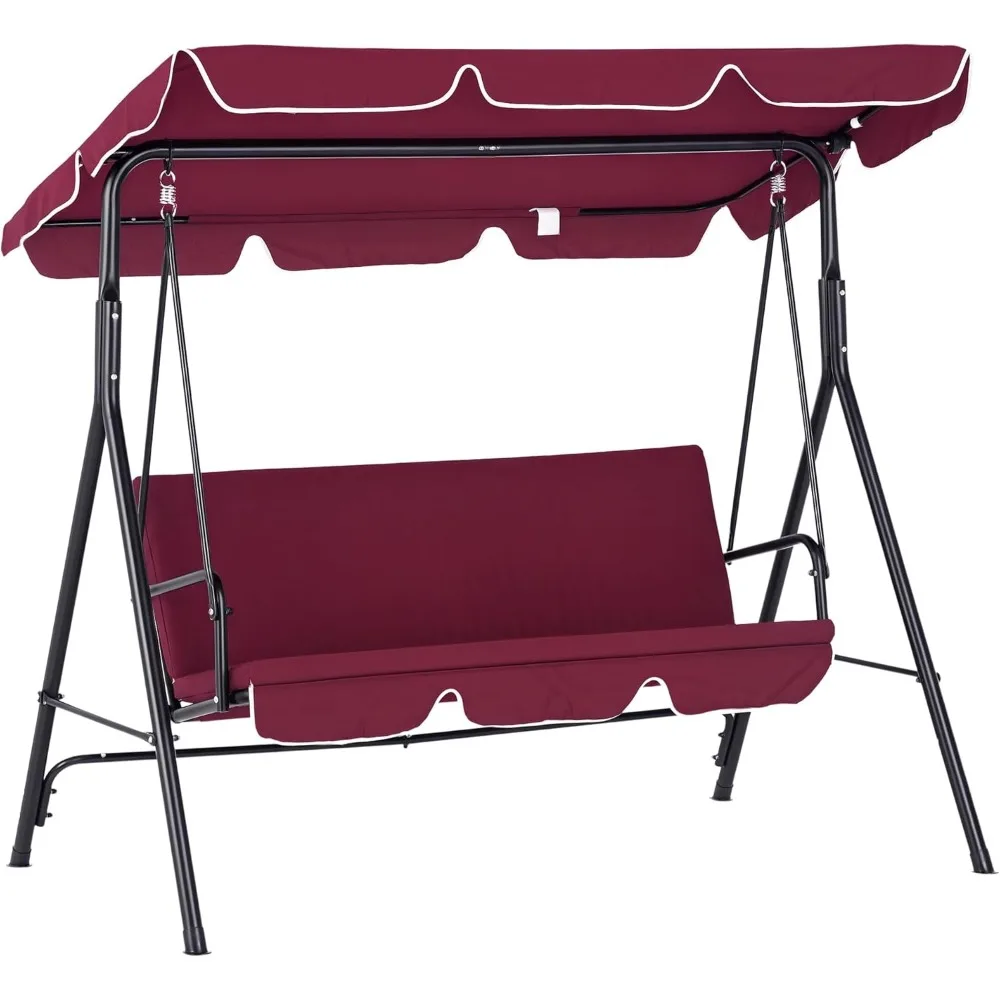 3-Seat Outdoor Patio Swing Chair with Removable Cushion, Steel Frame Stand and Adjustable Tilt Canopy for Patio, Garden,
3-Seat Outdoor Patio Swing Chair with Removable Cushion, Steel Frame Stand and Adjustable Tilt Canopy for Patio, Garden,