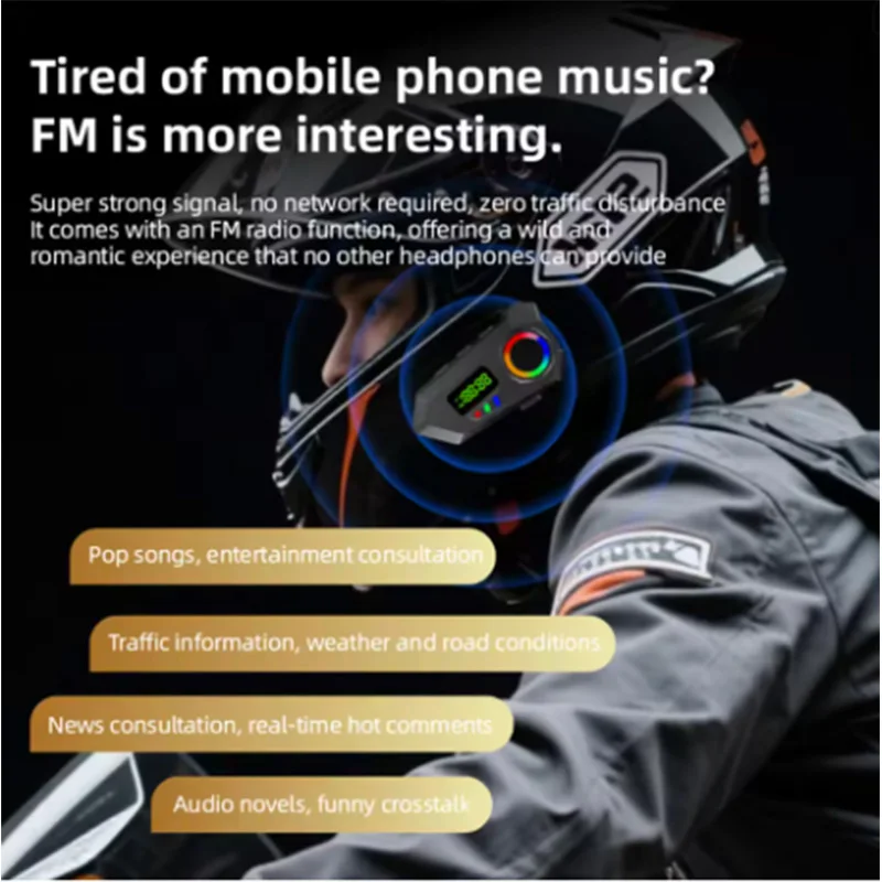 Y30A BT6.0 Helmet Bluetooth Headset with RGB Circle Light Long Standby IP65 Waterproof Motorcycle Riding Earphone
Y30A BT6.0 Helmet Bluetooth Headset with RGB Circle Light Long Standby IP65 Waterproof Motorcycle Riding Earphone