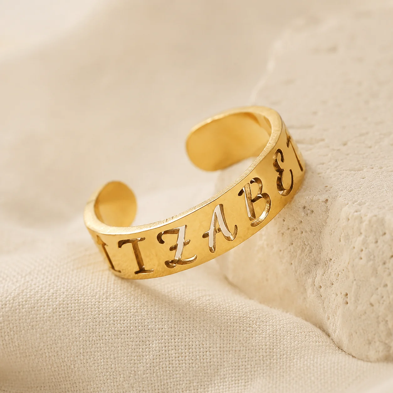 Custom Letter Open Ring Personalized Alphabet Name Adjustable Stainless Steel Gold Silver Jewelry Gift for Women
Custom Letter Open Ring Personalized Alphabet Name Adjustable Stainless Steel Gold Silver Jewelry Gift for Women