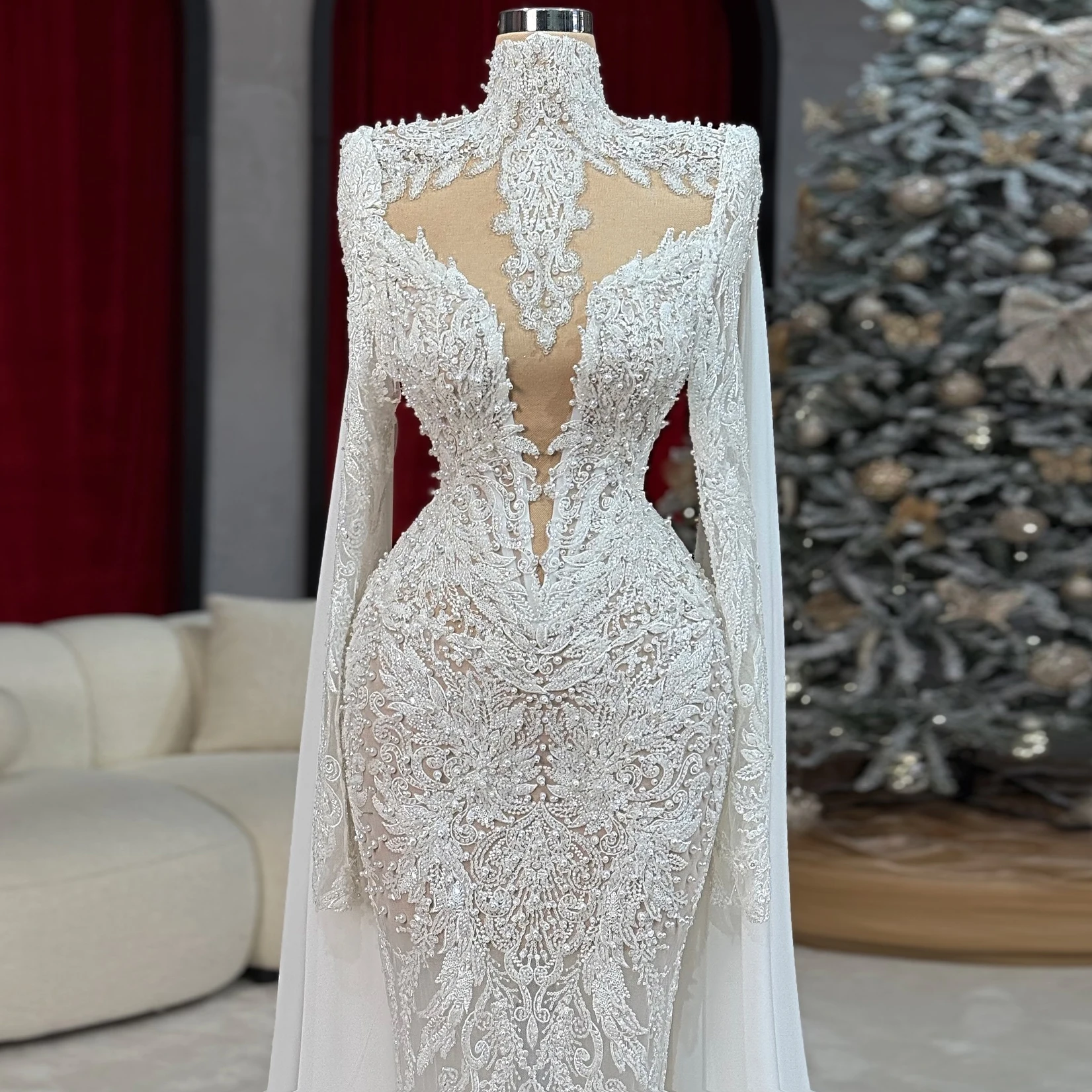 Customized Illusion High Neck Long Sleeves Beads Mermaid Wedding Dress Gown Bride Gowns Vestidos de Novia
Customized Illusion High Neck Long Sleeves Beads Mermaid Wedding Dress Gown Bride Gowns Vestidos de Novia