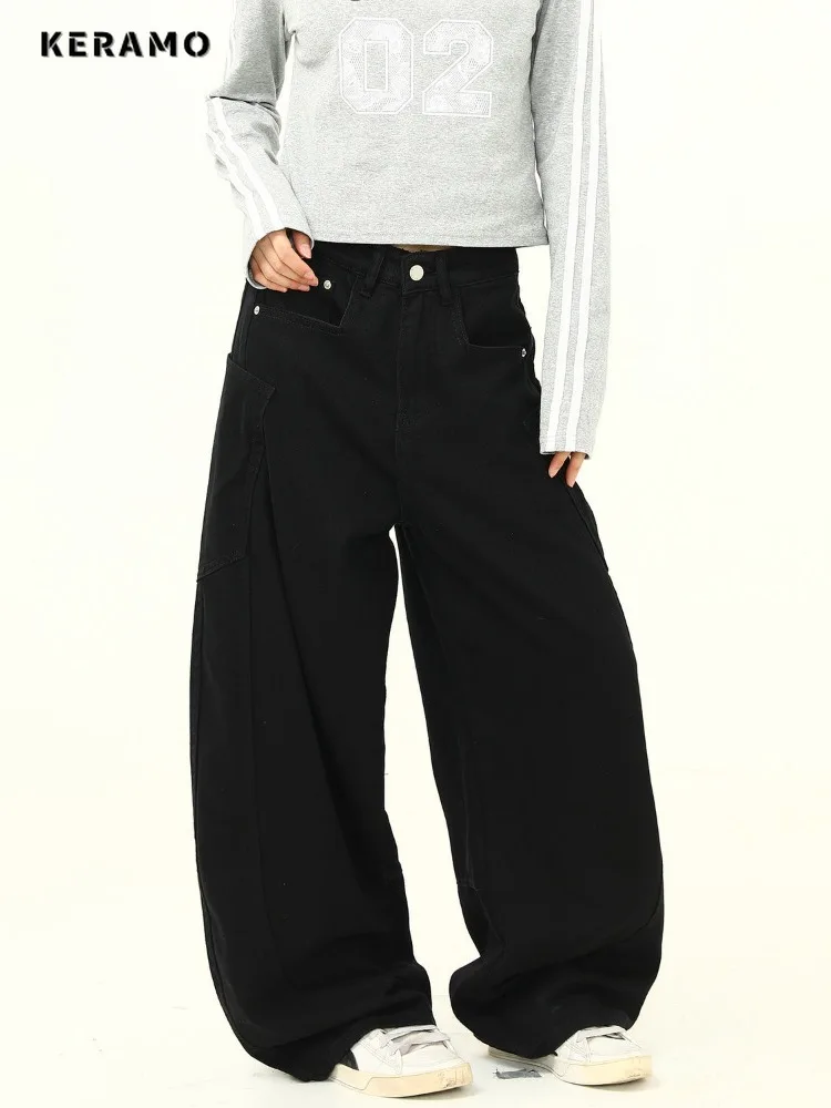 Women's Casual Baggy Emo Denim Trouser Harajuku Oversized Loose Retro Full Length Jeans Solid High Waist Y2K 2000s Black Pants
Women's Casual Baggy Emo Denim Trouser Harajuku Oversized Loose Retro Full Length Jeans Solid High Waist Y2K 2000s Black Pants