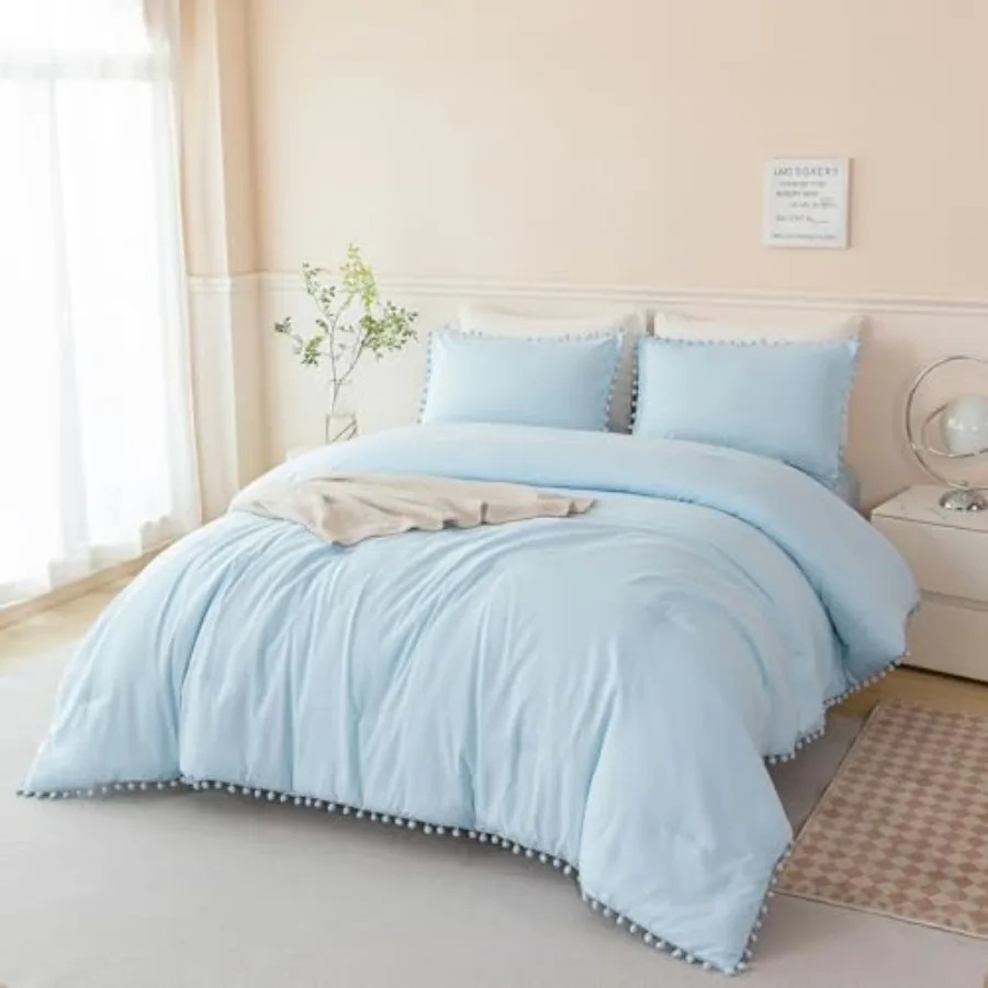 5 Pieces Queen Bed in A Bag Pom Pom Boho Bedding Set for Girls Soft Fluffy Solid Bedding Comforter Set with Sheets,Queen
5 Pieces Queen Bed in A Bag Pom Pom Boho Bedding Set for Girls Soft Fluffy Solid Bedding Comforter Set with Sheets,Queen