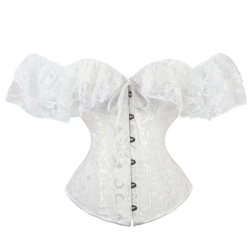 Overbust Corset Tops for Women with Sleeves Vintage Style Victorian Retro Burlesque Lace Corset and Bustiers Vest Fashion White
Overbust Corset Tops for Women with Sleeves Vintage Style Victorian Retro Burlesque Lace Corset and Bustiers Vest Fashion White