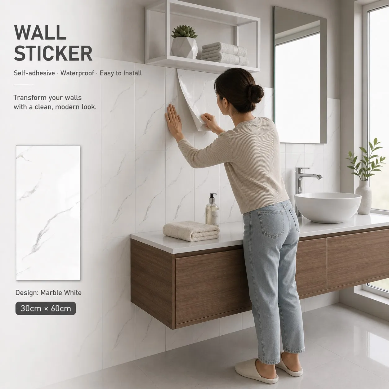 Imitation marble self-adhesive tiles suitable for bedroom feature wall bedroom decoration thickened wall sticker decorative film
Imitation marble self-adhesive tiles suitable for bedroom feature wall bedroom decoration thickened wall sticker decorative film